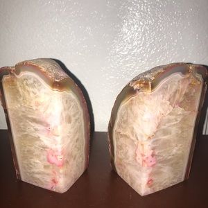 Pink Agate Bookends